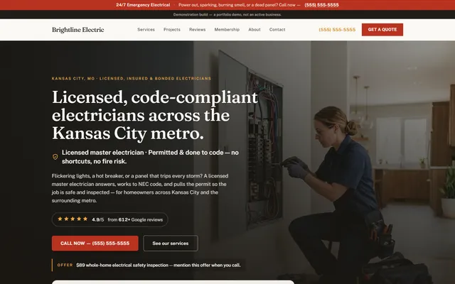 The live Electrical demo site we built