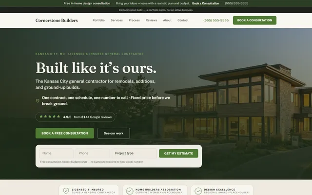 The live General Contractor demo site we built